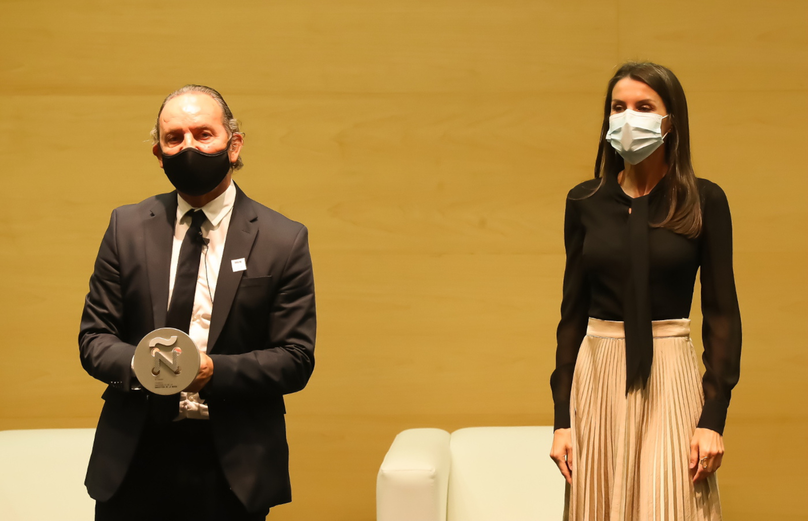 Custo Dalmau receives Spain's National Honorary Fashion Designer Award from Queen Letizia in 2020